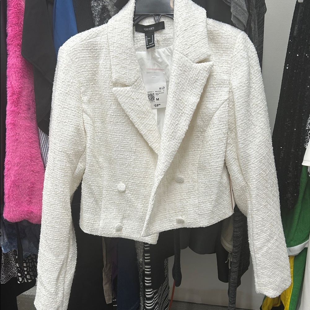 Forever 21 Cream Textured Blazer